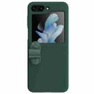 For Samsung Galaxy Z Flip5 NILLKIN Skin Feel Liquid Silicone Phone Case With Finger Strap(Green) - 1