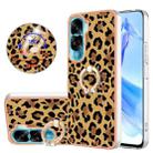 For Honor 90 Lite 5G Electroplating Dual-side IMD Phone Case with Ring Holder(Leopard Print) - 1