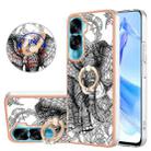 For Honor 90 Lite 5G Electroplating Dual-side IMD Phone Case with Ring Holder(Totem Elephant) - 1