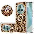 For Honor Magic5 Pro Electroplating Dual-side IMD Phone Case with Ring Holder(Leopard Print) - 1