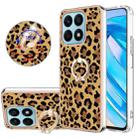 For Honor X8a Electroplating Dual-side IMD Phone Case with Ring Holder(Leopard Print) - 1