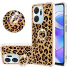 For Honor X7a Electroplating Dual-side IMD Phone Case with Ring Holder(Leopard Print) - 1