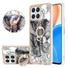 For Honor X8 4G Electroplating Dual-side IMD Phone Case with Ring Holder(Totem Elephant) - 1