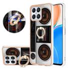 For Honor X8 4G Electroplating Dual-side IMD Phone Case with Ring Holder(Retro Radio) - 1