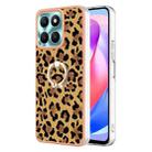 For Honor X6a Electroplating Dual-side IMD Phone Case with Ring Holder(Leopard Print) - 1