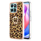 For Honor X6b Electroplating Dual-side IMD Phone Case with Ring Holder(Leopard Print) - 1