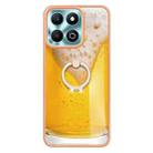 For Honor X6b Electroplating Dual-side IMD Phone Case with Ring Holder(Draft Beer) - 2