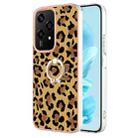 For Honor 200 Lite Global Electroplating Dual-side IMD Phone Case with Ring Holder(Leopard Print) - 1