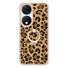 For Honor X7b 4G / 5G Electroplating Dual-side IMD Phone Case with Ring Holder(Leopard Print) - 2