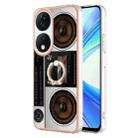 For Honor X7b 4G / 5G Electroplating Dual-side IMD Phone Case with Ring Holder(Retro Radio) - 1