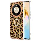 For Honor X9b Electroplating Dual-side IMD Phone Case with Ring Holder(Leopard Print) - 1