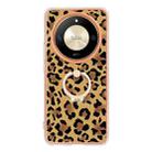 For Honor X9b Electroplating Dual-side IMD Phone Case with Ring Holder(Leopard Print) - 2