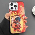 For iPhone 14 Pro Max Engraved Colorful Astronaut Phone Case(Small Orange) - 1