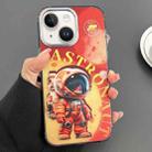 For iPhone 14 Engraved Colorful Astronaut Phone Case(Small Orange) - 1