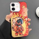 For iPhone 12 Engraved Colorful Astronaut Phone Case(Small Orange) - 1