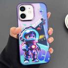 For iPhone 12 Engraved Colorful Astronaut Phone Case(Small Purple) - 1