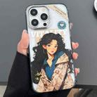 For iPhone 14 Pro Engraved Colorful Cartoon Phone Case(Trendy Girl) - 1