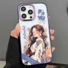 For iPhone 14 Pro Engraved Colorful Cartoon Phone Case(Flower Girl) - 1