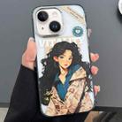 For iPhone 14 Engraved Colorful Cartoon Phone Case(Trendy Girl) - 1