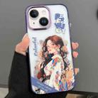 For iPhone 14 Engraved Colorful Cartoon Phone Case(Flower Girl) - 1