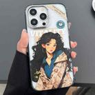 For iPhone 13 Pro Engraved Colorful Cartoon Phone Case(Trendy Girl) - 1