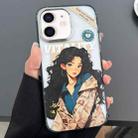 For iPhone 12 Engraved Colorful Cartoon Phone Case(Trendy Girl) - 1