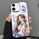 For iPhone 12 Engraved Colorful Cartoon Phone Case(Flower Girl) - 1
