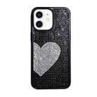 For iPhone 12 Love Heart Diamond TPU Phone Case(Black) - 1