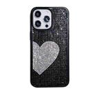 For iPhone 15 Pro Love Heart Diamond TPU Phone Case(Black) - 1