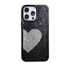 For iPhone 15 Pro Max Love Heart Diamond TPU Phone Case(Black) - 1