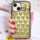 For iPhone 14 Plus Love Hearts Diamond Mirror TPU Phone Case(Gold) - 1