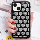 For iPhone 14 Plus Love Hearts Diamond Mirror TPU Phone Case(Black) - 1