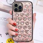 For iPhone 14 Pro Max Love Hearts Diamond Mirror TPU Phone Case(Rose Gold) - 1