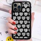 For iPhone 14 Pro Max Love Hearts Diamond Mirror TPU Phone Case(Black) - 1