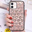 For iPhone 11 Love Hearts Diamond Mirror TPU Phone Case(Rose Gold) - 1
