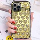 For iPhone 15 Pro Love Hearts Diamond Mirror TPU Phone Case(Gold) - 1