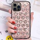 For iPhone 15 Pro Max Love Hearts Diamond Mirror TPU Phone Case(Rose Gold) - 1