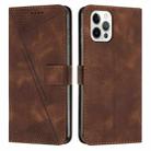 For iPhone 12 / 12 Pro Dream Triangle Leather Phone Case with Lanyard(Brown) - 1