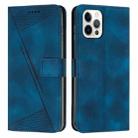 For iPhone 12 Pro Max Dream Triangle Leather Phone Case with Lanyard(Blue) - 1