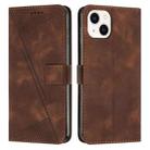For iPhone 13 Dream Triangle Leather Phone Case with Lanyard(Brown) - 1
