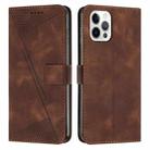 For iPhone 14 Pro Max Dream Triangle Leather Phone Case with Lanyard(Brown) - 1