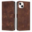 For iPhone 15 Dream Triangle Leather Phone Case with Lanyard(Brown) - 1