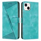 For iPhone 15 Plus Dream Triangle Leather Phone Case with Lanyard(Green) - 1