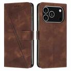 For iPhone 17 Pro Dream Triangle Leather Phone Case with Lanyard(Brown) - 1
