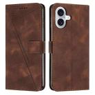 For iPhone 17 Dream Triangle Leather Phone Case with Lanyard(Brown) - 1