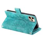 For iPhone 12 / 12 Pro Multi-Card Totem Zipper Leather Phone Case(Green) - 4