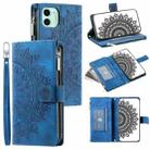 For iPhone 11 Multi-Card Totem Zipper Leather Phone Case(Blue) - 1