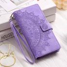 For iPhone 16 Pro Max Multi-Card Totem Zipper Leather Phone Case(Purple) - 2