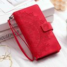 For iPhone 16 Plus Multi-Card Totem Zipper Leather Phone Case(Red) - 2