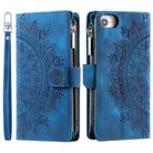 For iPhone 16e Multi-Card Totem Zipper Leather Phone Case(Blue) - 2